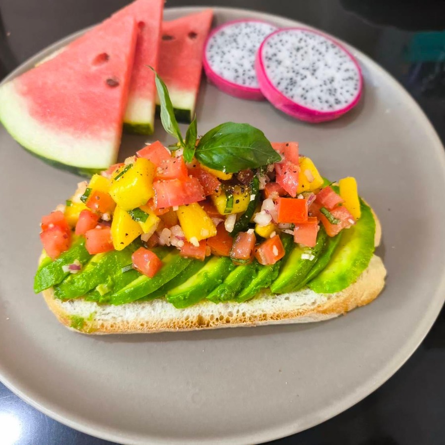 Mango-Avo Toast - sourdough toast with avocado and mango salsa